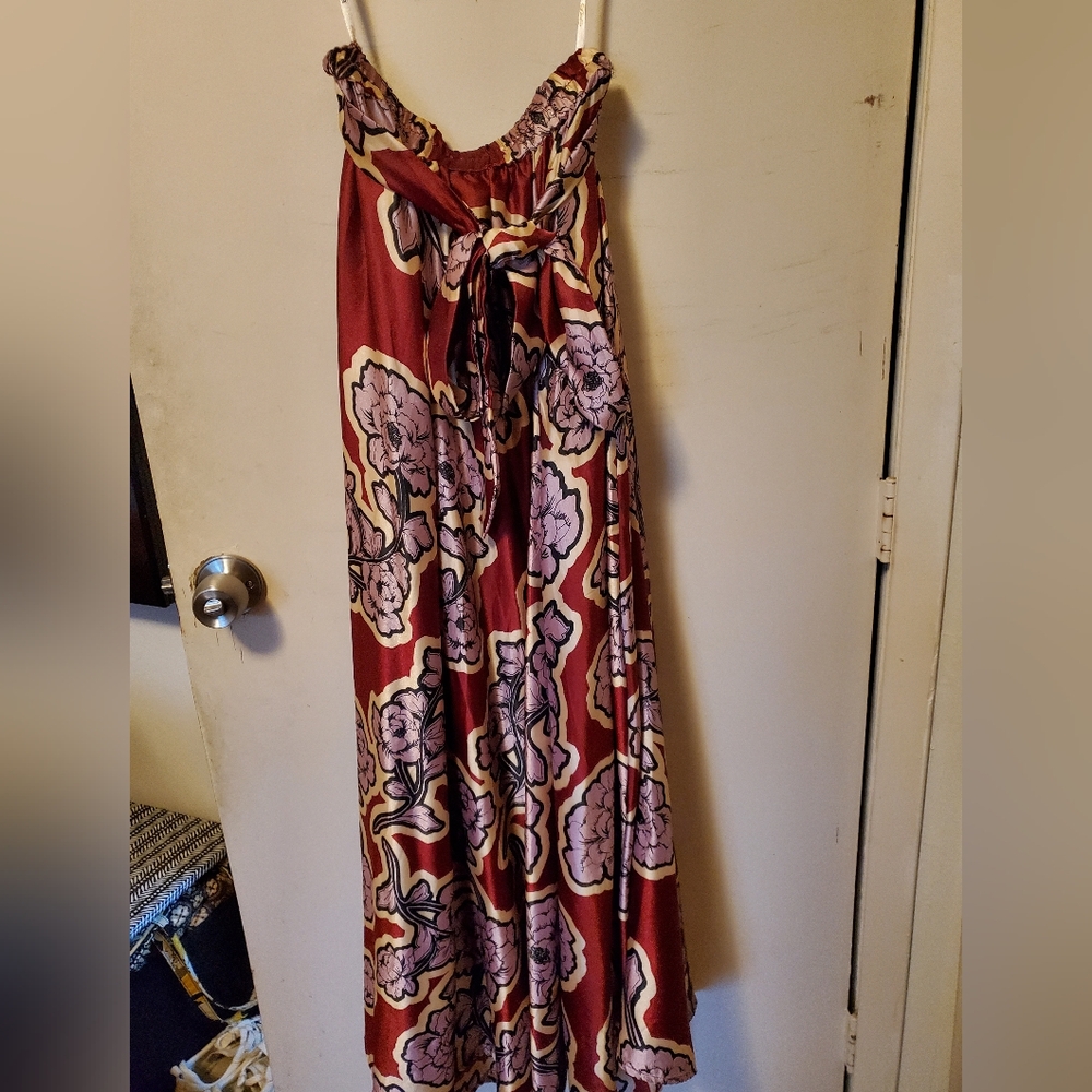 Satin Floral Maxi Skirt